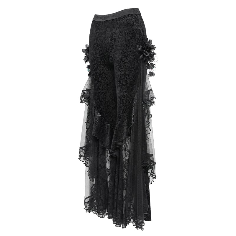 EVA LADY Women's Gothic Printed Mesh Floral Pants