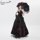 EVA LADY Women's Gothic Printed Tassels Lace-up Slip Dress