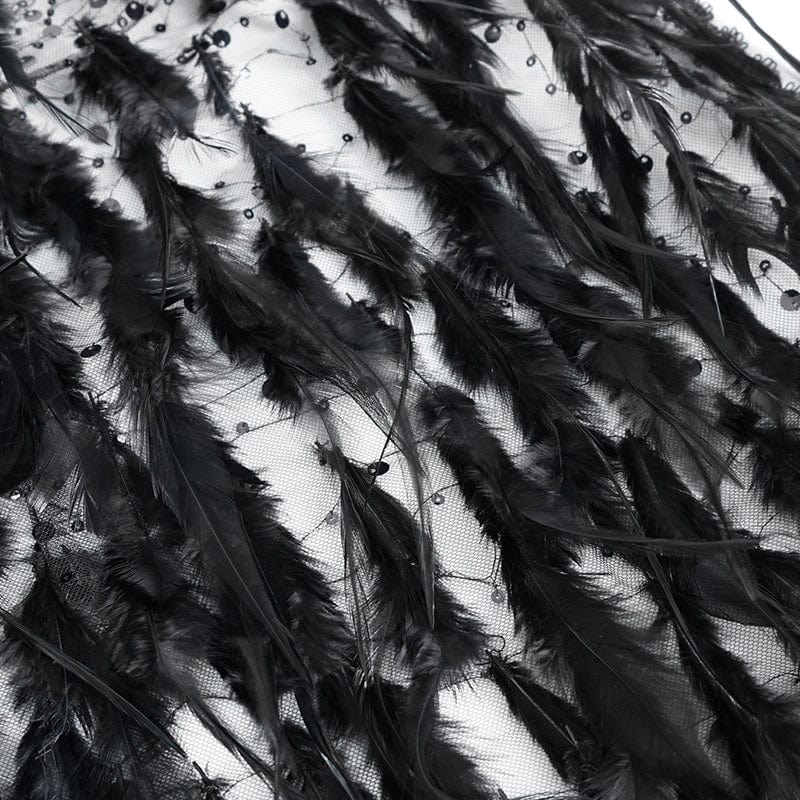 EVA LADY Women's Gothic Rhinestone Feather Beaded Cape