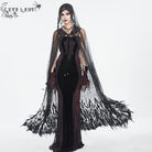 EVA LADY Women's Gothic Rhinestone Feather Cape with Hood