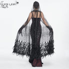 EVA LADY Women's Gothic Rhinestone Feather Cape with Hood