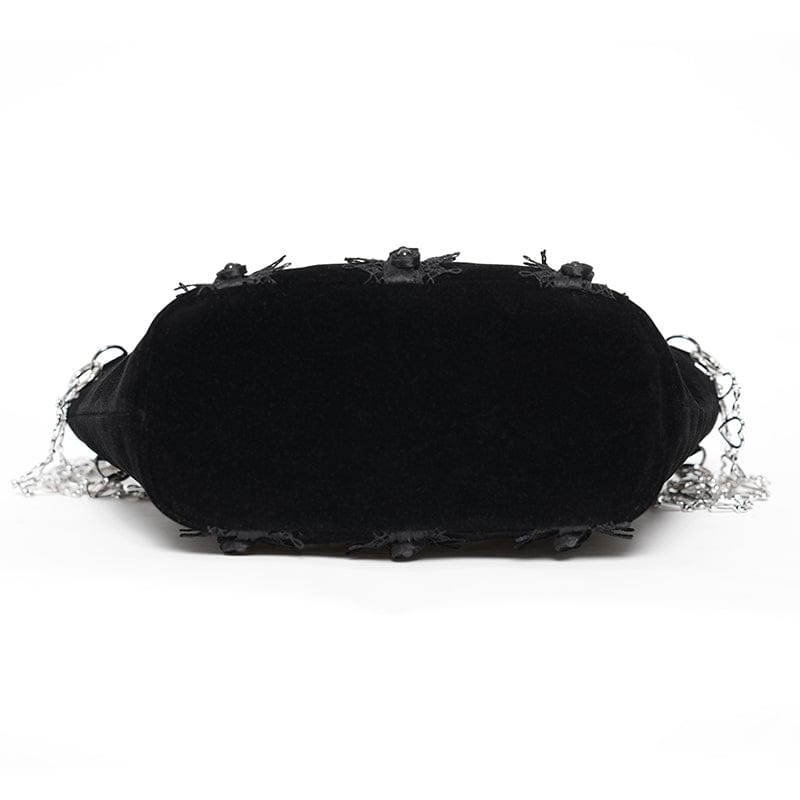 EVA LADY Women's Gothic Rose Beaded Chained Bag Black