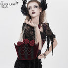 EVA LADY Women's Gothic Rose Beaded Chained Bag Red