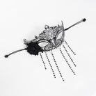 EVA LADY Women's Gothic Rose Beaded Fringe Cutout Mask Black