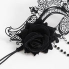 EVA LADY Women's Gothic Rose Beaded Fringe Cutout Mask Black