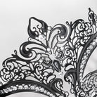 EVA LADY Women's Gothic Rose Beaded Fringe Cutout Mask Black