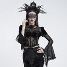EVA LADY Women's Gothic Rose Beaded Fringe Cutout Mask Black
