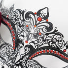 EVA LADY Women's Gothic Rose Beaded Fringe Cutout Mask Black-Red