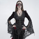 EVA LADY Women's Gothic Rose Beaded Fringe Cutout Mask Black-Red