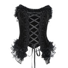 EVA LADY Women's Gothic Rose Beaded Tassel Lace Mesh Trim Lace‑up Overbust Corset Black