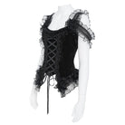 EVA LADY Women's Gothic Rose Beaded Tassel Lace Mesh Trim Lace‑up Overbust Corset Black