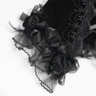 EVA LADY Women's Gothic Rose Beaded Tassel Lace Mesh Trim Lace‑up Overbust Corset Black