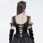 EVA LADY Women's Gothic Rose Beaded Tassel Lace Mesh Trim Lace‑up Overbust Corset Black