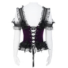 EVA LADY Women's Gothic Rose Beaded Tassel Lace Mesh Trim Lace‑up Overbust Corset Black-Purple