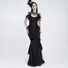 EVA LADY Women's Gothic Rose Chain Asymmetric Pleated Mermaid Long Skirt