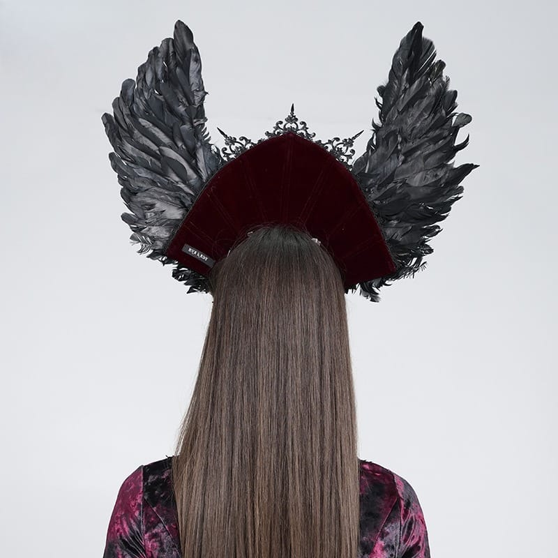 EVA LADY Women's Gothic Rose Feather Wing Headpiece