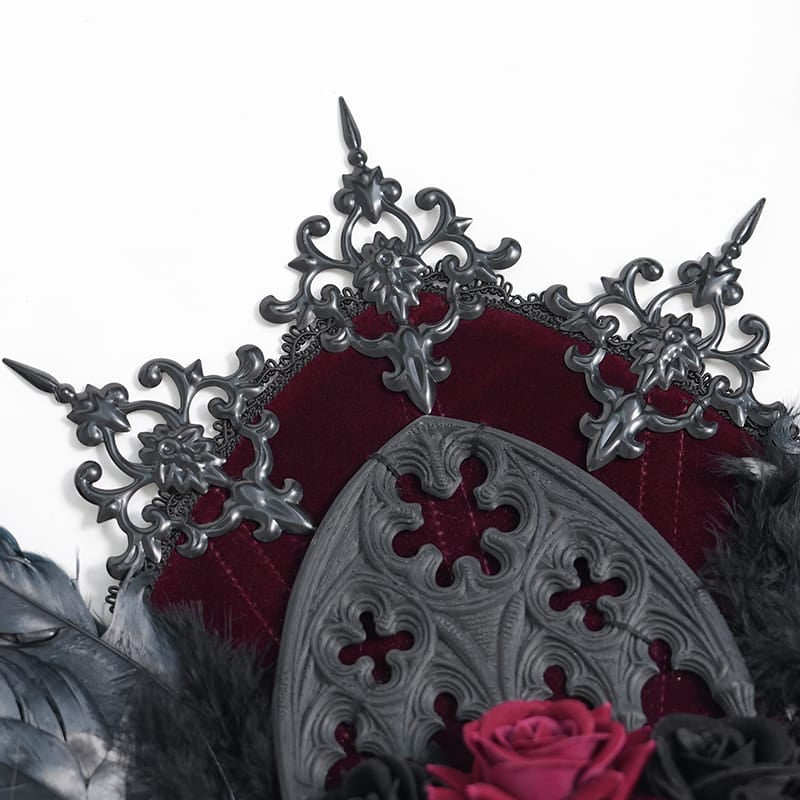 EVA LADY Women's Gothic Rose Feather Wing Headpiece