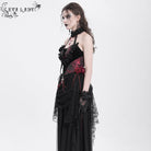 EVA LADY Women's Gothic Rose Heart Lace Splice Halterneck Shirt Red