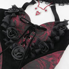 EVA LADY Women's Gothic Rose Heart Lace Splice Halterneck Shirt Red