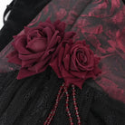 EVA LADY Women's Gothic Rose Heart Lace Splice Halterneck Shirt Red