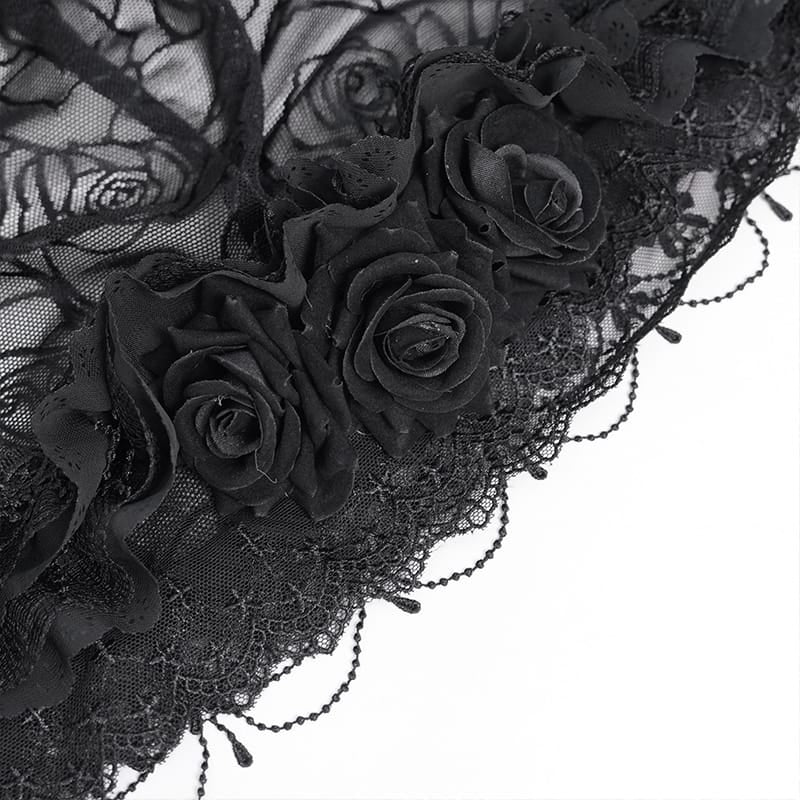 EVA LADY Women's Gothic Rose Hooded Mesh Cape