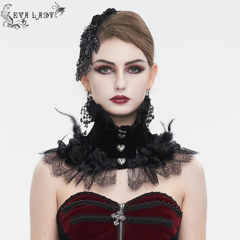 EVA LADY Women's Gothic Rose Lace Hem Neckwear