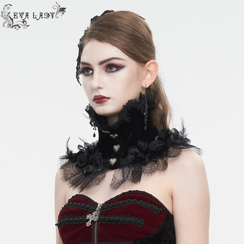 EVA LADY Women's Gothic Rose Lace Hem Neckwear