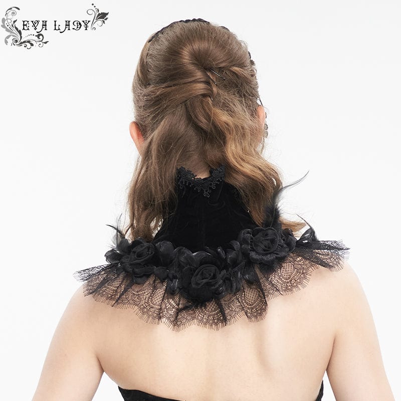 EVA LADY Women's Gothic Rose Lace Hem Neckwear
