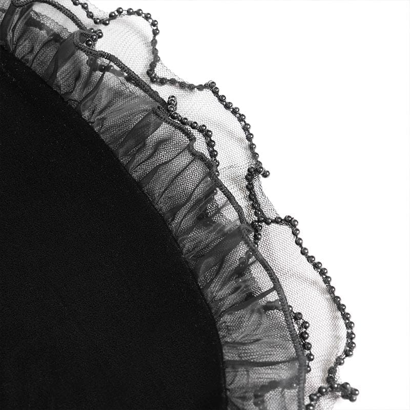 EVA LADY Women's Gothic Rose Lace-up Irregular Hem Skirt Black