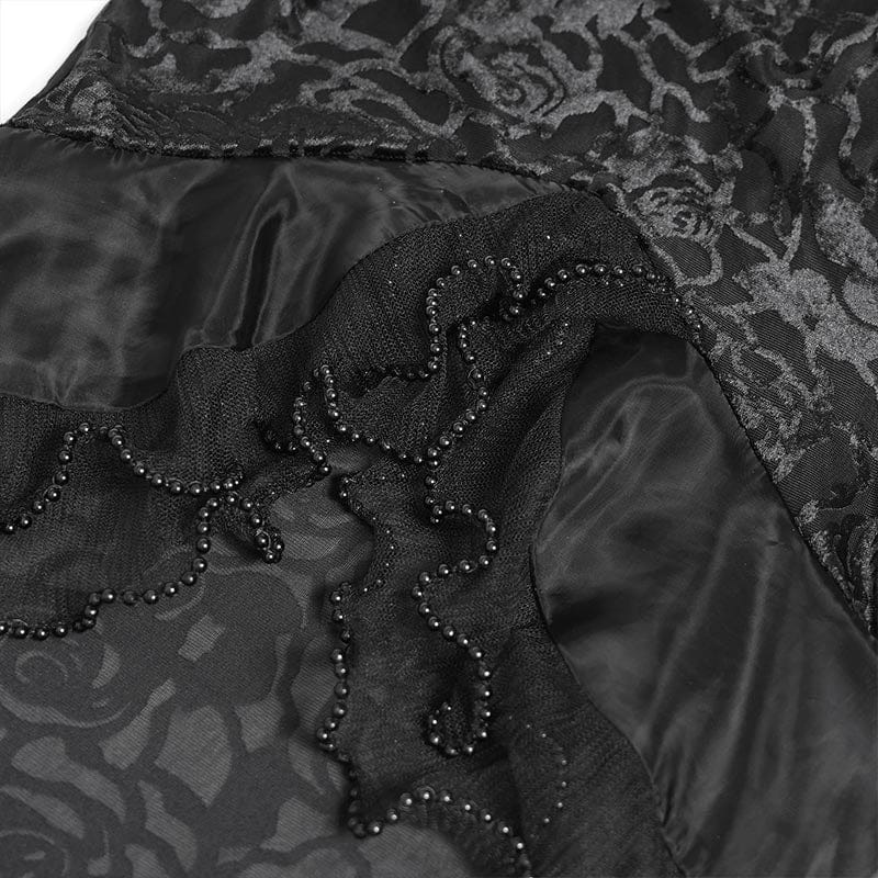 EVA LADY Women's Gothic Rose Lace-up Irregular Hem Skirt Black