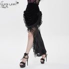 EVA LADY Women's Gothic Rose Lace-up Irregular Hem Skirt Black