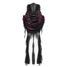 EVA LADY Women's Gothic Rose Lace-up Irregular Hem Skirt Black-Red