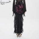 EVA LADY Women's Gothic Rose Lace-up Irregular Hem Skirt Black-Red
