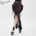 EVA LADY Women's Gothic Rose Lace-up Irregular Hem Skirt Black-Red