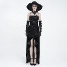 EVA LADY Women's Gothic Rose Lace-up Ruched High-Low Velvet Slip Dress