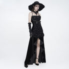 EVA LADY Women's Gothic Rose Lace-up Ruched High-Low Velvet Slip Dress