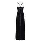 EVA LADY Women's Gothic Rose Lace-up Ruched High-Low Velvet Slip Dress