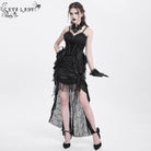 EVA LADY Women's Gothic Rose Mesh Splice High/Low Skirt