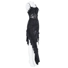 EVA LADY Women's Gothic Rose Ruffle Beaded Fringe Asymmetric Slip Dress