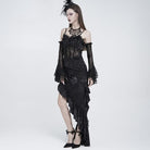 EVA LADY Women's Gothic Rose Ruffle Beaded Fringe Asymmetric Slip Dress