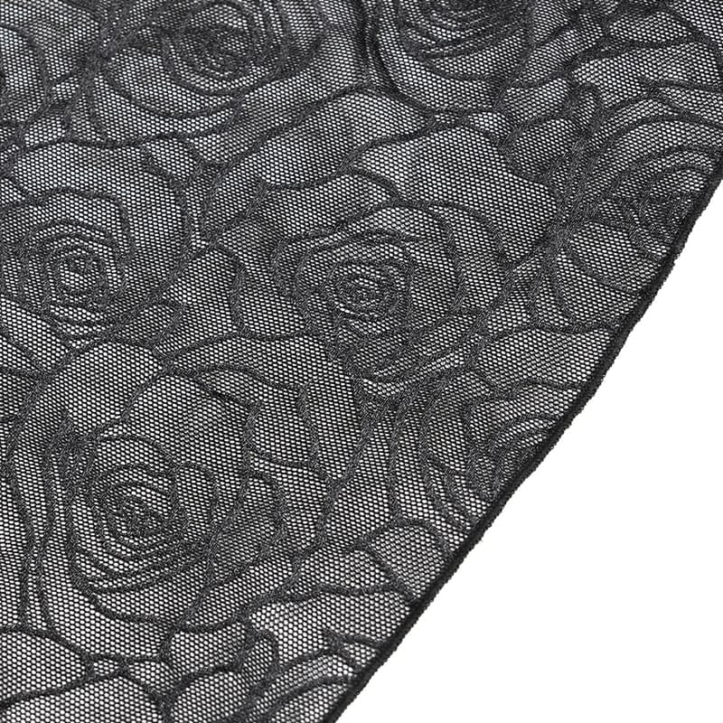 EVA LADY Women's Gothic Rose Ruffle Ruched Mermaid Long Skirt Black