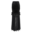 EVA LADY Women's Gothic Rose Ruffle Ruched Mermaid Long Skirt Black