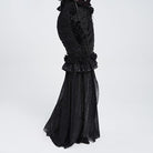 EVA LADY Women's Gothic Rose Ruffle Ruched Mermaid Long Skirt Black
