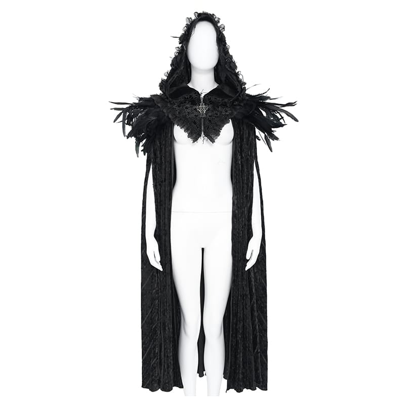 EVA LADY Women's Gothic Rose Ruffle Tassel Flare Sleeve Velvet Cape