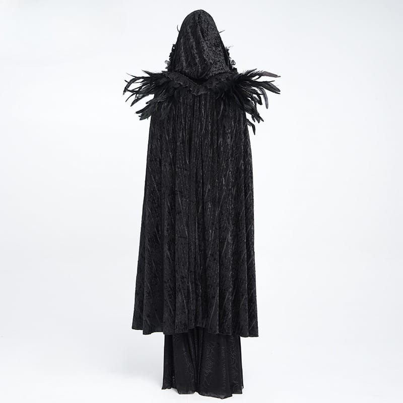 EVA LADY Women's Gothic Rose Ruffle Tassel Flare Sleeve Velvet Cape