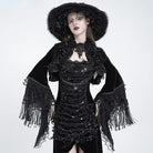EVA LADY Women's Gothic Rose Ruffle Tassel Flare Sleeve Velvet Cape