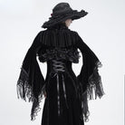EVA LADY Women's Gothic Rose Ruffle Tassel Flare Sleeve Velvet Cape
