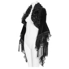 EVA LADY Women's Gothic Rose Ruffle Tassel Flare Sleeve Velvet Cape