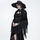 EVA LADY Women's Gothic Rose Ruffle Tassel Flare Sleeve Velvet Cape
