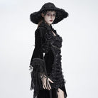 EVA LADY Women's Gothic Rose Ruffle Tassel Flare Sleeve Velvet Cape